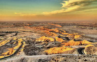 View from Jebel Hafeet mountain toward Al Ain