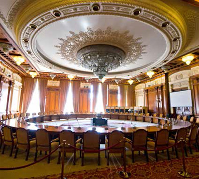 Interior of the Parliament building in Bucharest, Romania