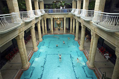 The thermal pools of the Gellért Baths in Buda
