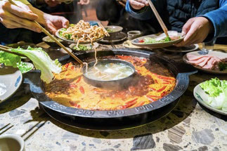 Chengdu traditional hot pot dinner