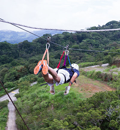 Zip lining through the canopy