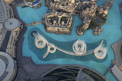 Dubai Fountain as seen from Burj Khalifa 