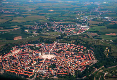 Aerial view of Palmanova, the star-shaped city