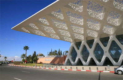 Blue sky over the airport in Marrakech