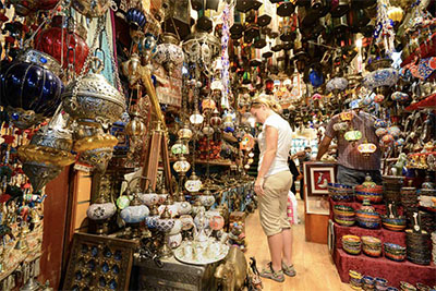 Arabian lamps for sale at a souk 
