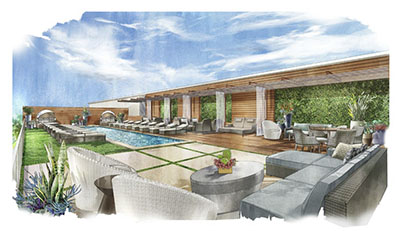 Artist’s rendering of the spa’s adults-only pool and deck 