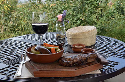 Rib eye steak at Piattelli Vineyards