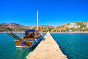 Camel Beach in Bitez on a sunny day, Bodrum, Turkey