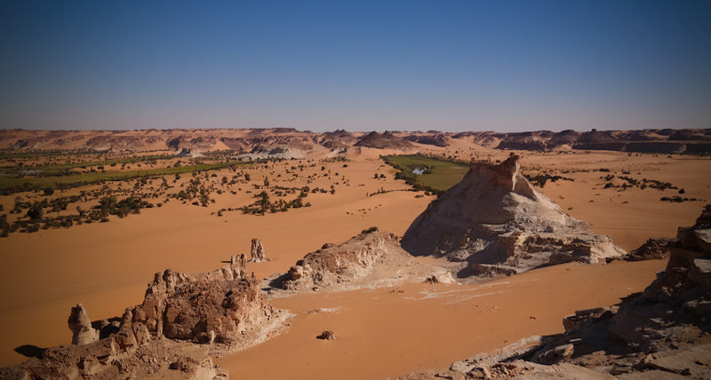 Panoramic view to group of Ounianga Serir lakes at the Ennedi, Chad