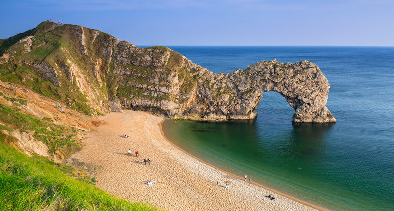 Durdle Door at the beach on the Jurassic Coast of Dorset, UK