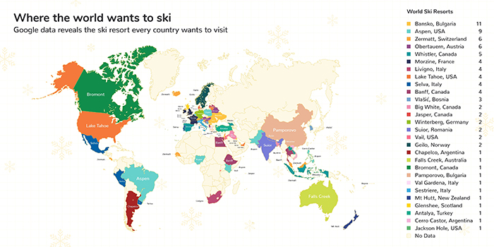 The Most Searched-For Ski Resorts Worldwide: US Resort Claims Second Place