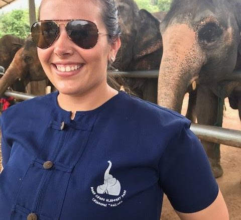 Kim with elephants